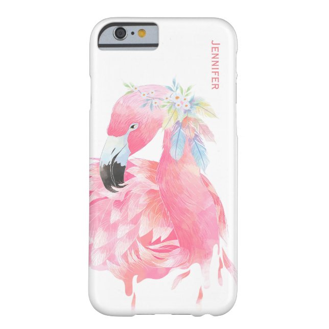 Moda Personalizado rosado Flamingo iPhone 6 Funda (Reverso)