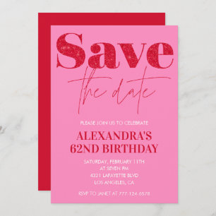 Moda Pink 62 cumpleaños invitaciones Guardar la fe