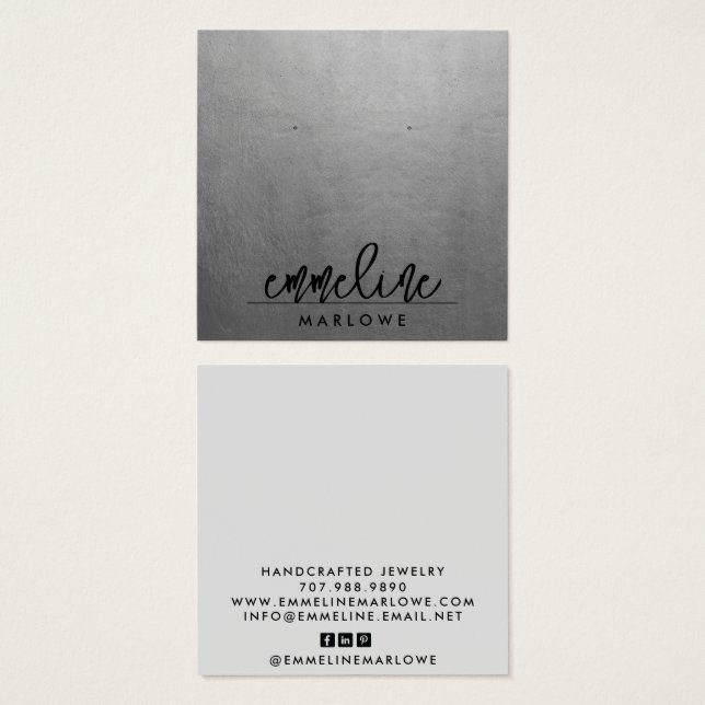 Moda Plata Moderno MinimalJoyería de ganancia negr (Anverso y reverso)