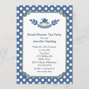 Moda Polka Dot Bridal Shower Tea Party Invitación