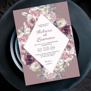 Moda polvorienta rosa rosa invitación a la boda bo