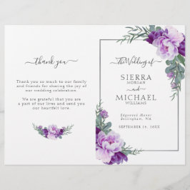 Moda Programa de Bodas plegadas con flores moradas