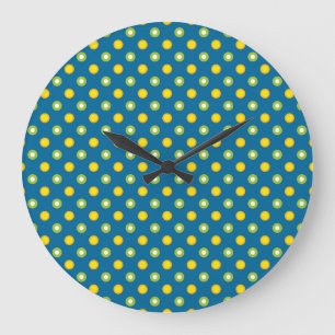 Moda Puntos de Polka Amarillo Verde Reloj de pared