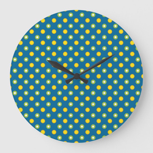 Moda Puntos de Polka Amarillo Verde Reloj de pared (Anverso)