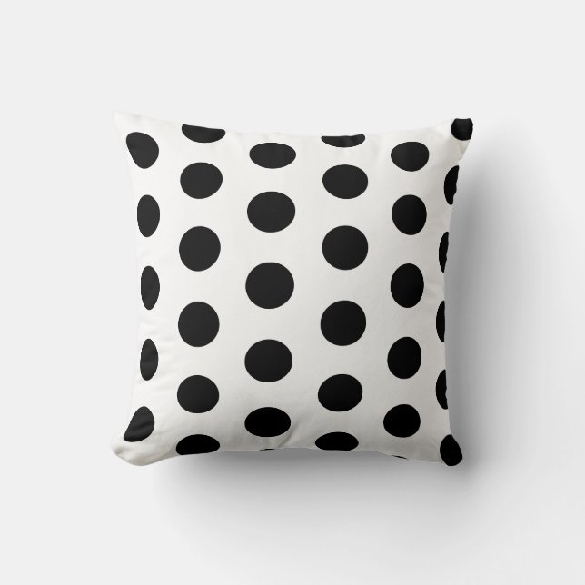 Moda puntos de polka negra en Cojín decorativo bla (Anverso)