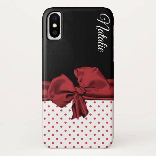 Moda puntos de Polka y doblar Funda para iPhone X (Reverso)
