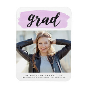 Moda Púrpura Acuarela Graduación Imán Fotográfico