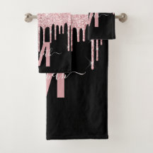 Moda Purpurina de goteo rosa Monograma Nombre