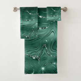 Moda Purpurina de plata verde esmeralda de lujo