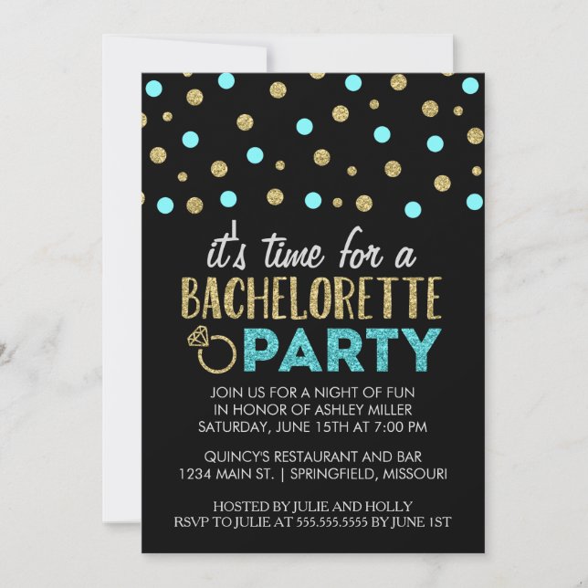 Moda Purpurina Faux Bachelorette invitaciones a fi (Anverso)