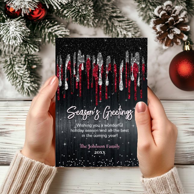 Moda purpurina rojo negro gotea Navidades Año Nuev (Subido por el creador)