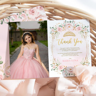 Moda Quinceañera 15 cumpleaños Tarjeta de agradeci