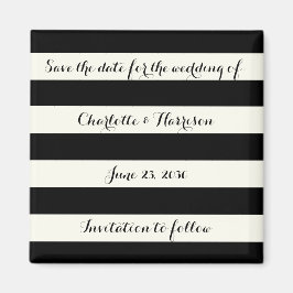 Moda rayas de marfil negro Guardar imán de fecha