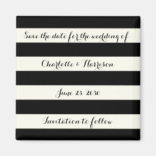 Moda rayas de marfil negro Guardar imán de fecha