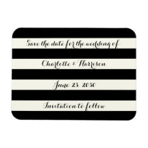 Moda rayas de marfil negro Guardar imán de fecha
