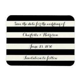 Moda rayas de marfil negro Guardar imán de fecha