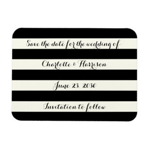 Moda rayas de marfil negro Guardar imán de fecha