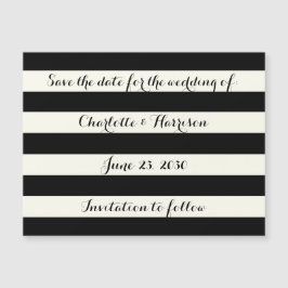 Moda rayas de marfil negro Guardar imán de fecha