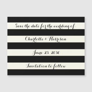 Moda rayas de marfil negro Guardar imán de fecha