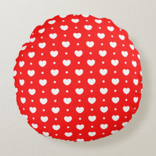 Moda Rojo Corazón Blanco Chica Almohada redonda