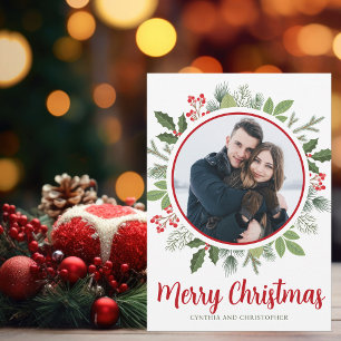 Moda Rojo Feliz Navidad Wreath Couple Foto