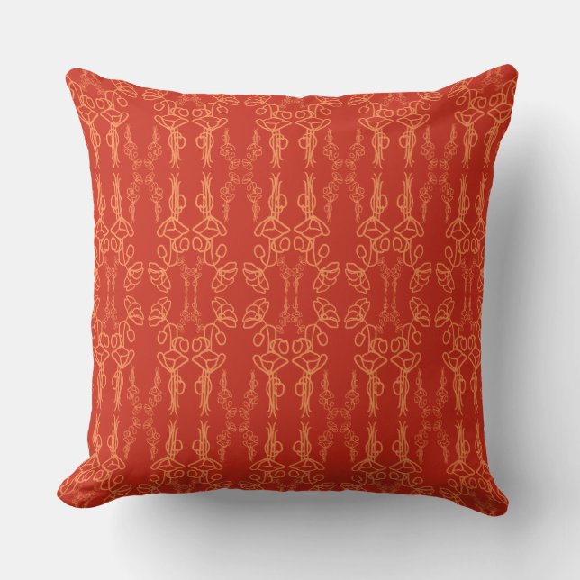 Moda Rojo, Naranja Poppy Contorno de almohada o Cu (Anverso)