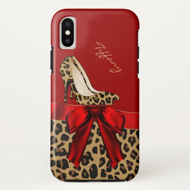 Moda rojo y jaguar Imprimir iPhone X Funda (Reverso)