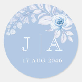 Moda romántica Clásica Floral Azul Pegatina y etiq