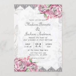 Moda romántica Peony Invitación a la boda floral