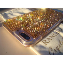 Moda Rosa de lujo Funda Gold Crystal para iPhone 7