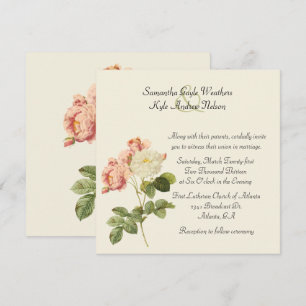 Moda Rosas Vintage Invitación a matrimonio