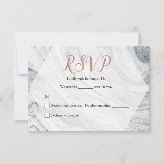 Moda RSVP de mármol gris Boda moderno (Anverso)