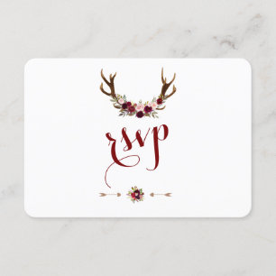 Moda RSVP Rústica Burgundy Marsala Antlers Floral