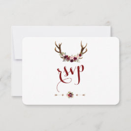Moda RSVP Rústica Burgundy Marsala Antlers Floral