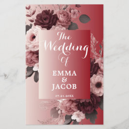 Moda Rubor Programa de Boda Floral Rosa de Borgoña