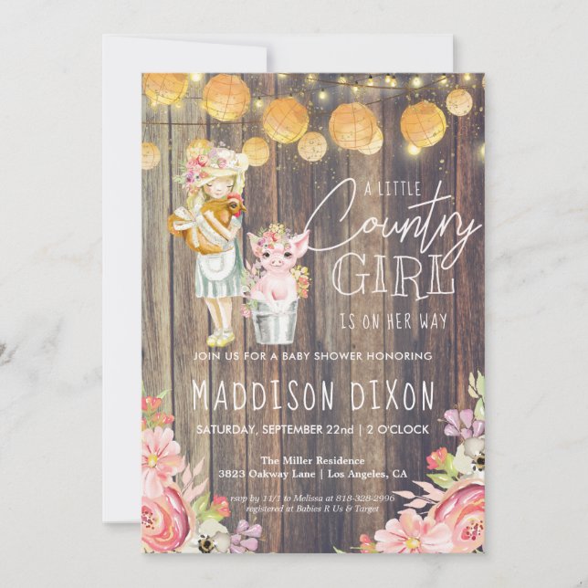 Moda Rústica Barnwood Floral Country Baby Shower (Anverso)