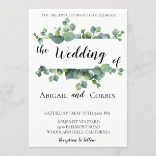Moda Rústica Eucalipto Invitación a la boda