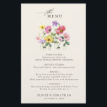 Moda Rustica Floral Boho Boda Menú<br><div class="desc">Celebre su historia de amor con este elegante menú boda floral con un encantador diseño de flores silvestres de acuarela y un guión moderno de caligrafía. Perfecto para una boda en el jardín, una ceremonia al aire libre o una rústica celebración de boho, este diseño combina elementos florales caprichosos con...</div>