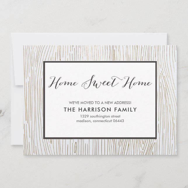 Moda Rústica Madera Dulce Hogar Invitación en movi (Anverso)