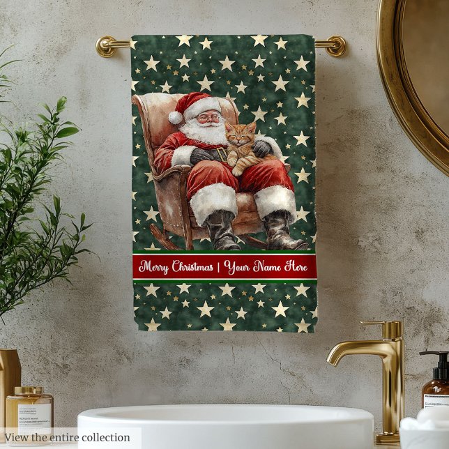 Moda Santa Claus Navidades Set de toallas de baño (Chic Santa Claus Christmas Bath Towel Set)