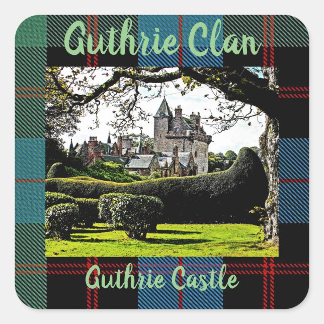 Moda Scottish Guthrie Clan, Castle Tartan Pegatina (Anverso)