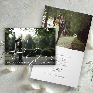 Moda Script 2 Photo Boda Gracias Tarjeta plegada