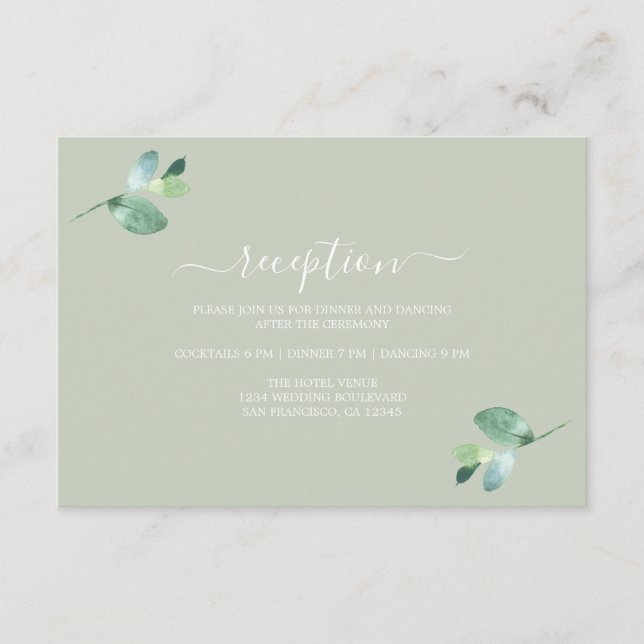 Moda Script Eucalyptus Foliage Wedding Recepcion (Anverso)