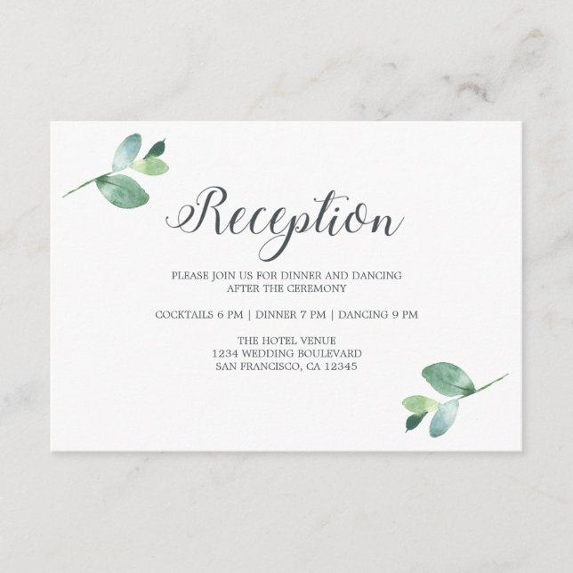 Moda Script Eucalyptus Foliage Wedding Recepcion (Anverso)