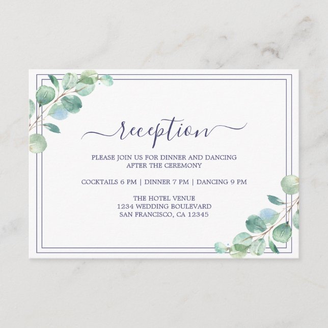 Moda Script Green Foliage Wedding Recepcion (Anverso)