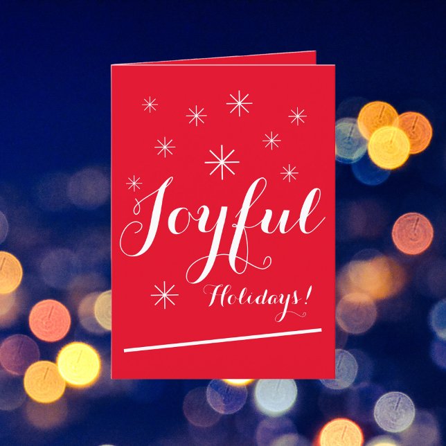 Moda Script moderno Guay Tarjeta de vacaciones roj (Here's wishing you a Joyful holiday season.)