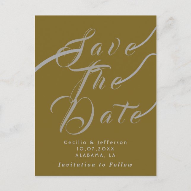 Moda Script Wedding Guardar la Invitación de fecha (Anverso)