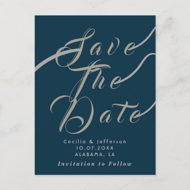 Moda Script Wedding Guardar la Invitación de fecha (Anverso)