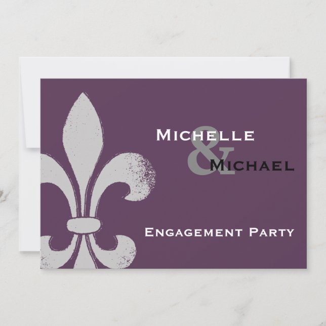 Moda simple Fleur de Lis invitaciones para fiestas (Anverso)