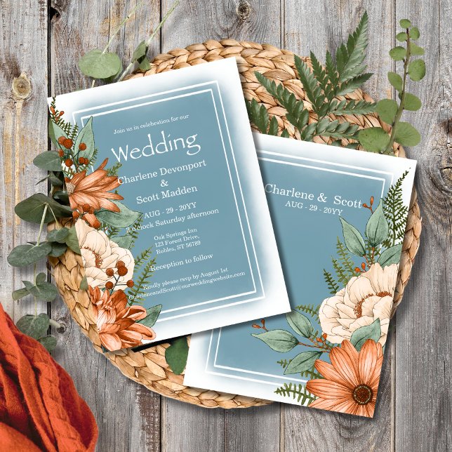 Moda Smokey Blue Naranja Cream Florals Boda (Subido por el creador)